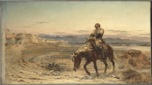 Lady Elizabeth Butler’s rendition of the sole survivor Dr. Brydon entering Jalalabad, 1879. 